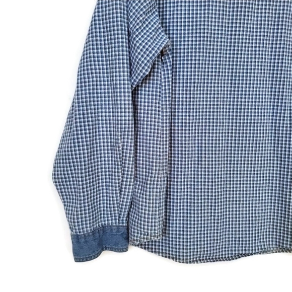 VINTAGE Denim Checkered Button Down Size L - EUC! - Picture 5 of 8